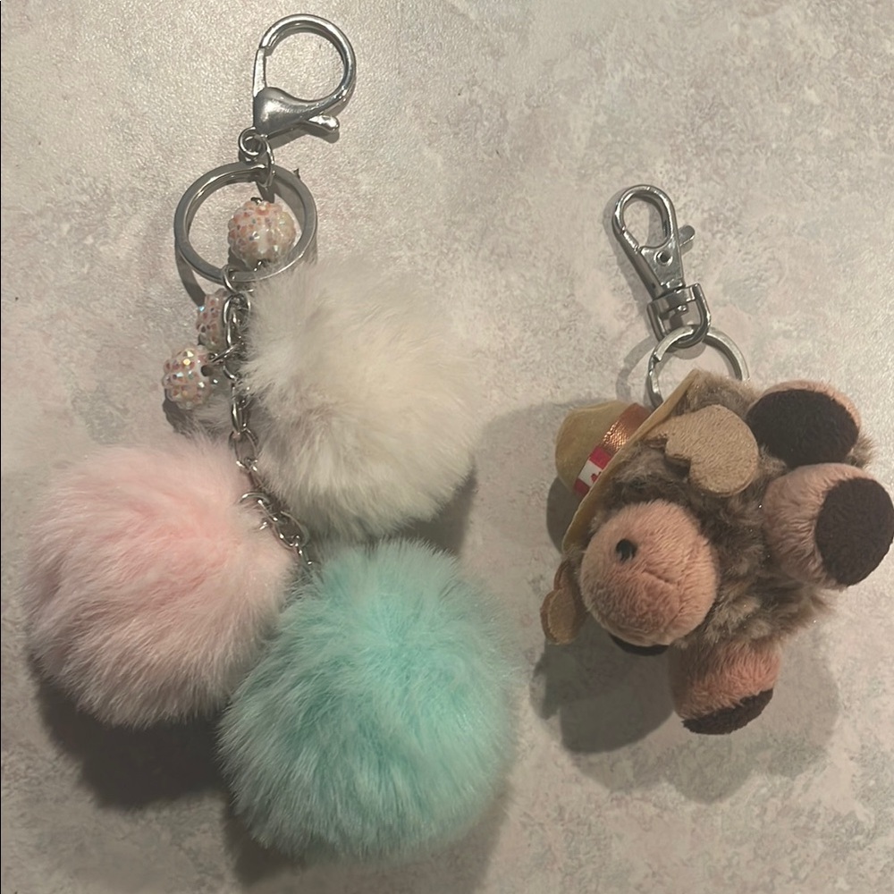 Pom Pom and Moose Keychains